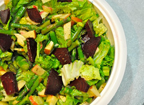 Wild Green Salad with Beets & Asparagus