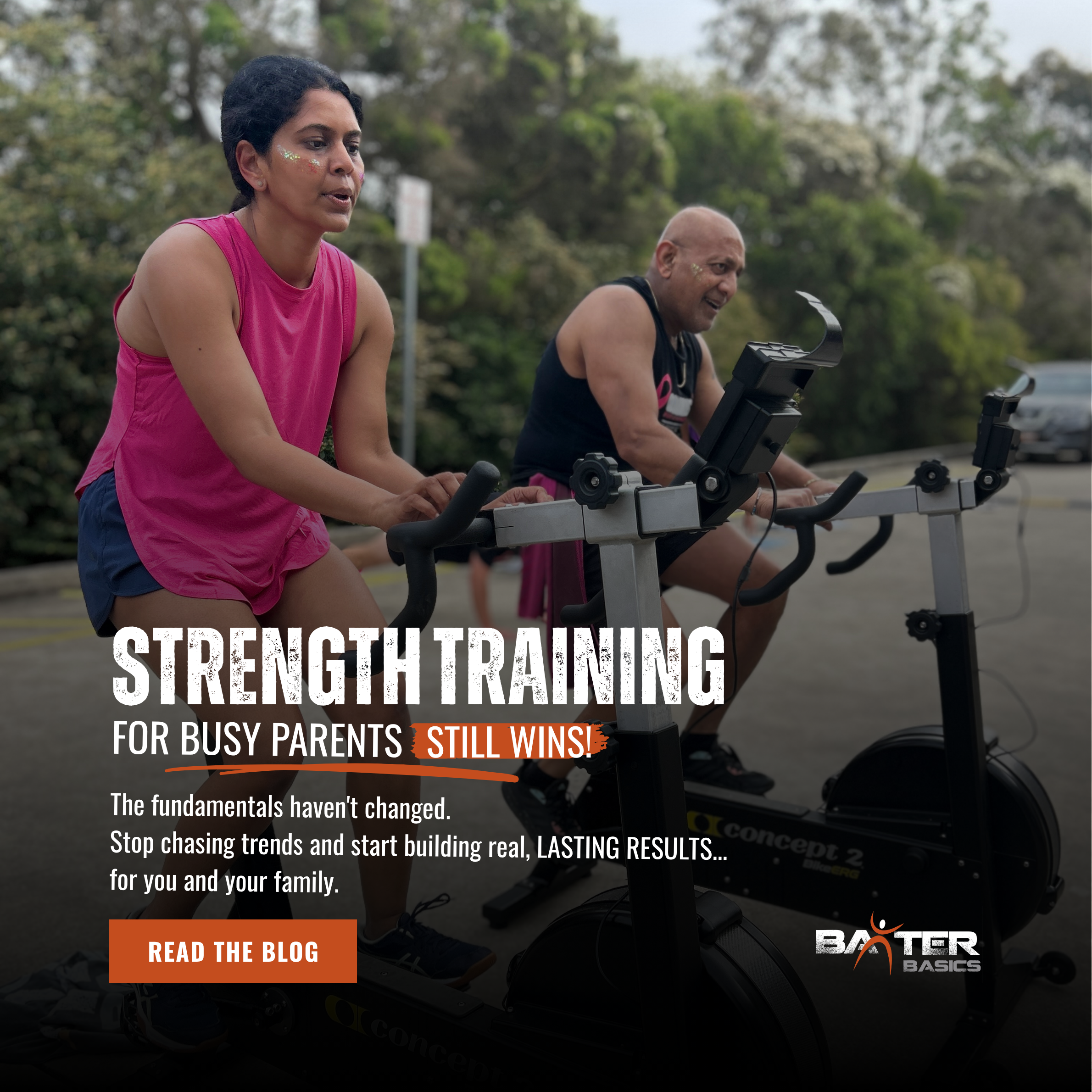 Parent strength training at the gym with family support — Baxter Basics Rouse Hill