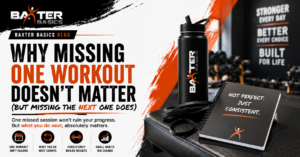 Busy parent returning to the gym after a missed workout to build consistency.
